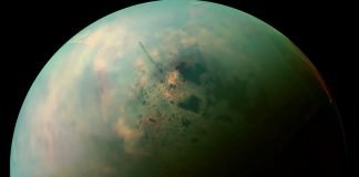 'Bathtub rings' around Titan's lakes might be made of alien crystals