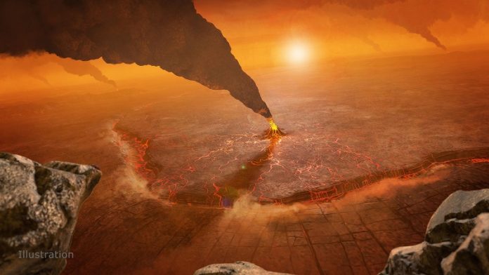 The atmosphere of an exoplanet reveals secrets about its surface